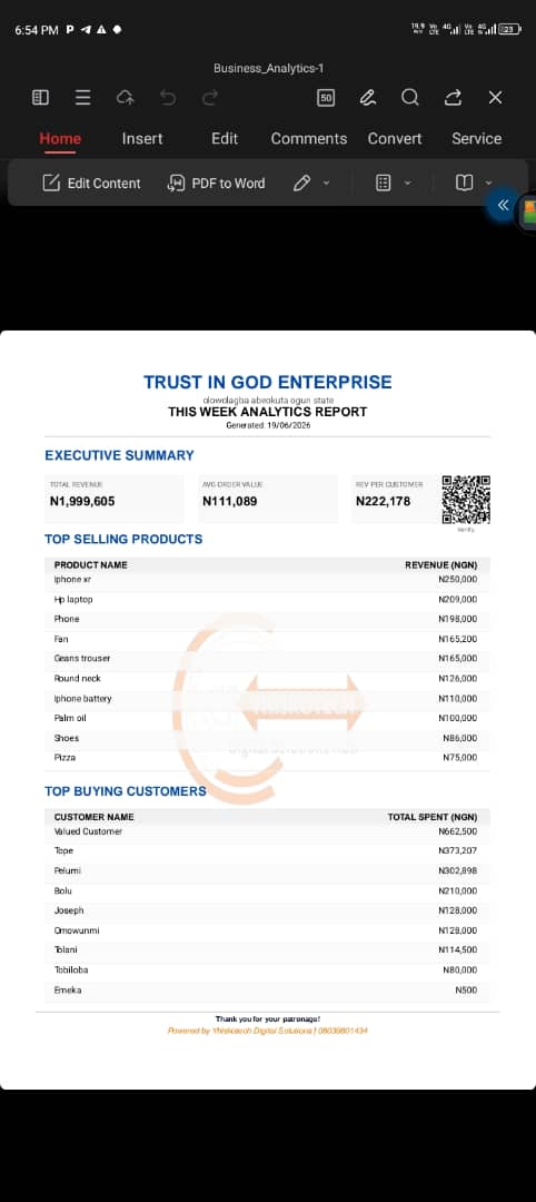 Yhisko Records actual PDF receipt